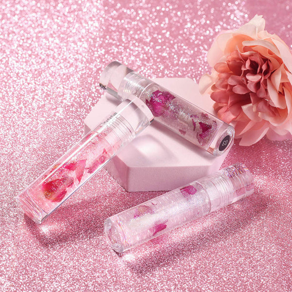 GLITTER ROSE LIP OIL PRIVATE LABEL WHOLESALE