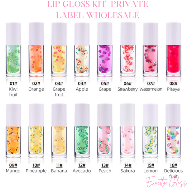 SUMMER FRUIT WHITE LIP GLOSS TUBES PRIVATE LABEL