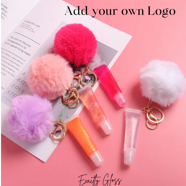 POM POM KEY CHAIN LIP GLOSS PRIVATE LABEL